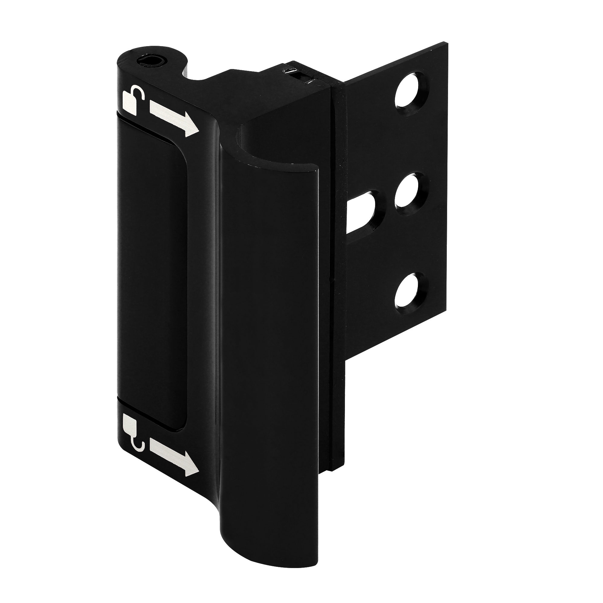 Picture of U 114708 - Door Reinforcement Lock – 3 In. Stop, Aluminum Construction, Matte Black with Integral Pull (Single Pack)